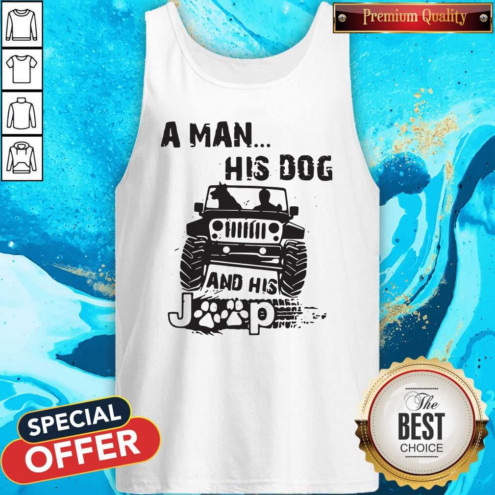 Pretty A Man His Dog And His Jeep Tee Shirt - Image 3