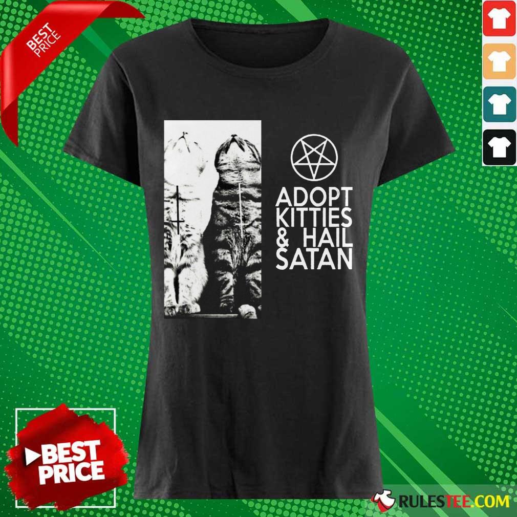 Pretty Adopt Kitties And Hail Satan Shirt - Image 3
