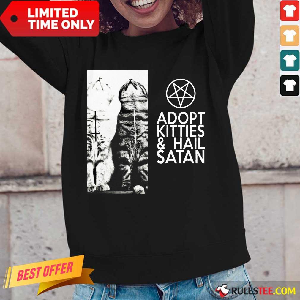 Pretty Adopt Kitties And Hail Satan Shirt - Image 2