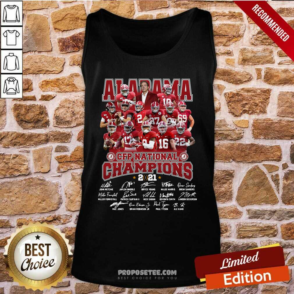 Pretty Alabama Crimson Tide CFP National Champions 2021 Signatures Shirt - Image 3