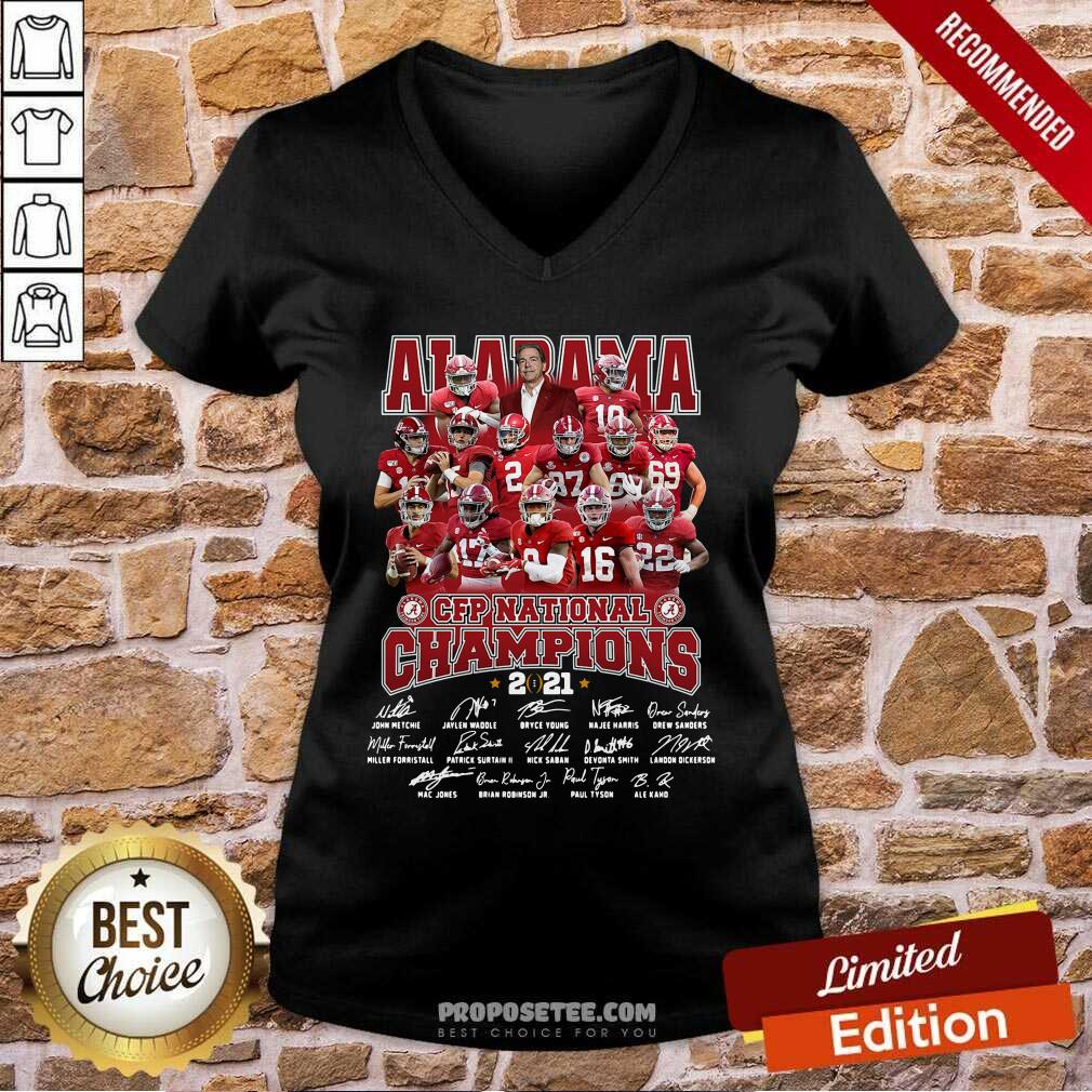 Pretty Alabama Crimson Tide CFP National Champions 2021 Signatures Shirt - Image 2