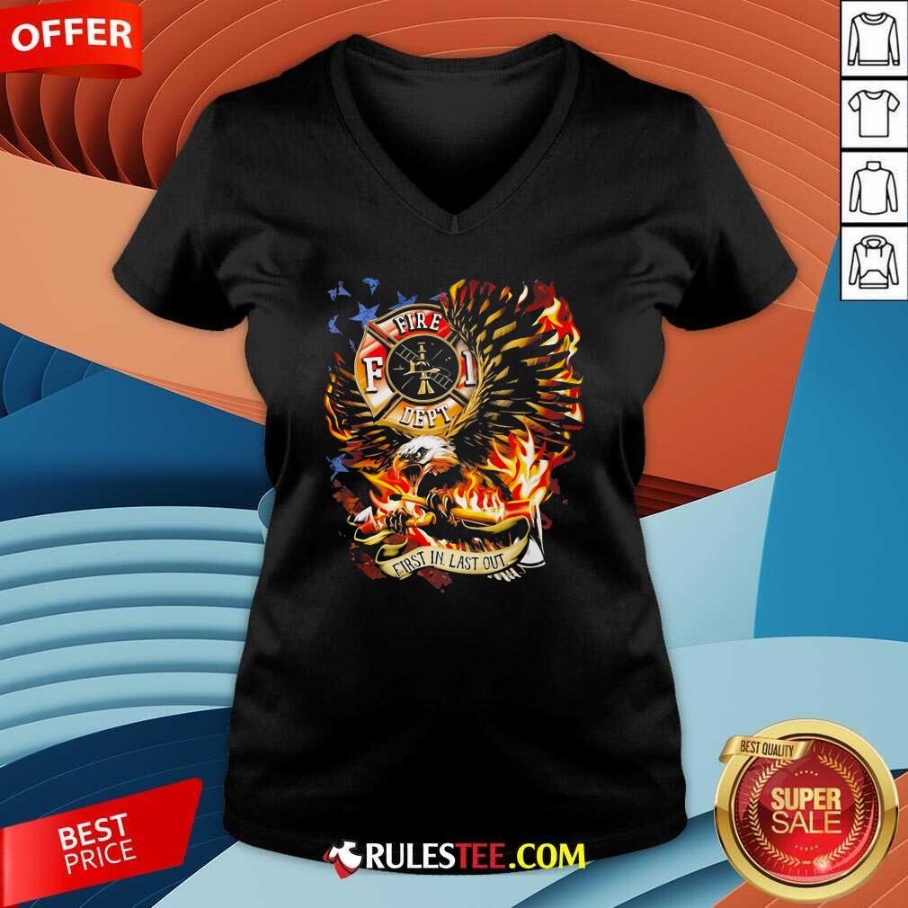 Pretty American Flag Eagles Firefight First In Last Out Shirt - Image 3