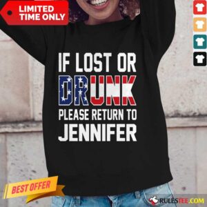 Alternative view of Pretty American Flag If Lost Or Drunk Please Return To Jennifer Shirt