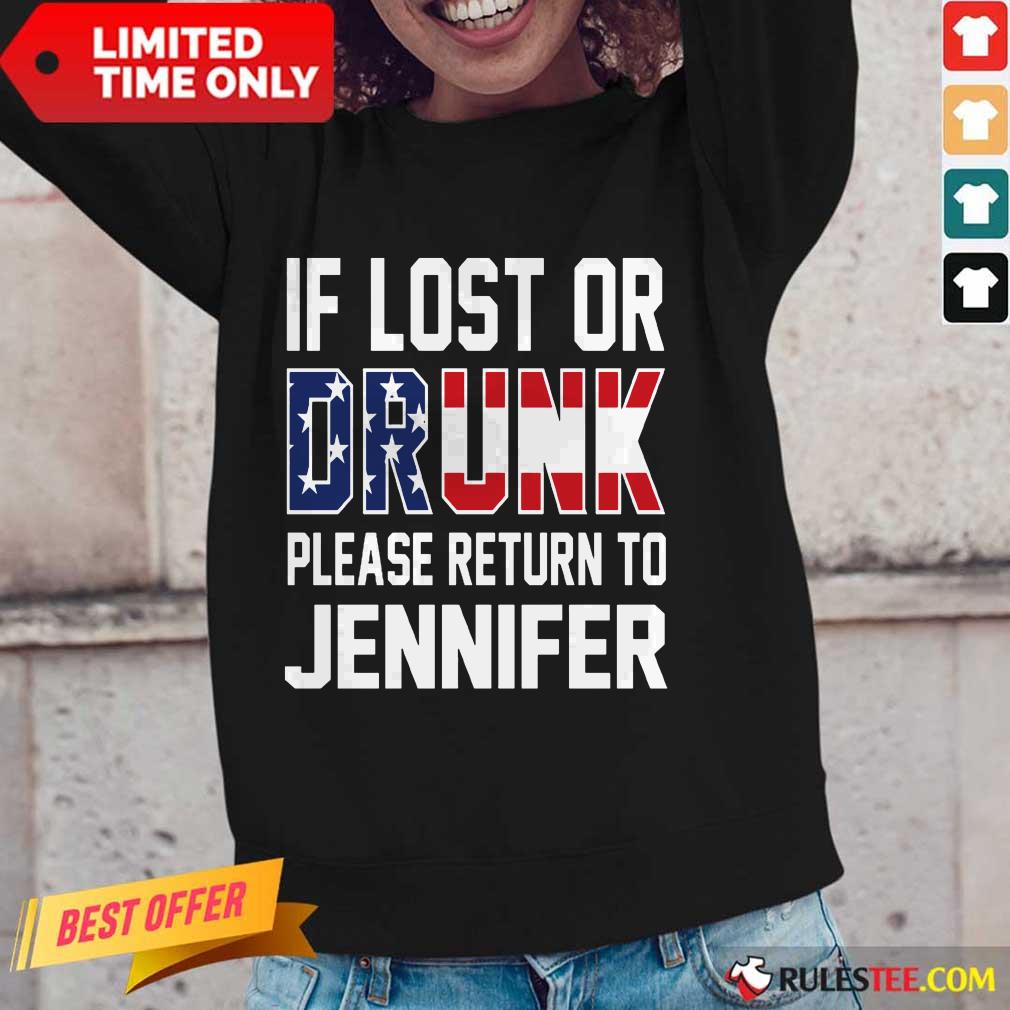 Pretty American Flag If Lost Or Drunk Please Return To Jennifer Shirt - Image 2