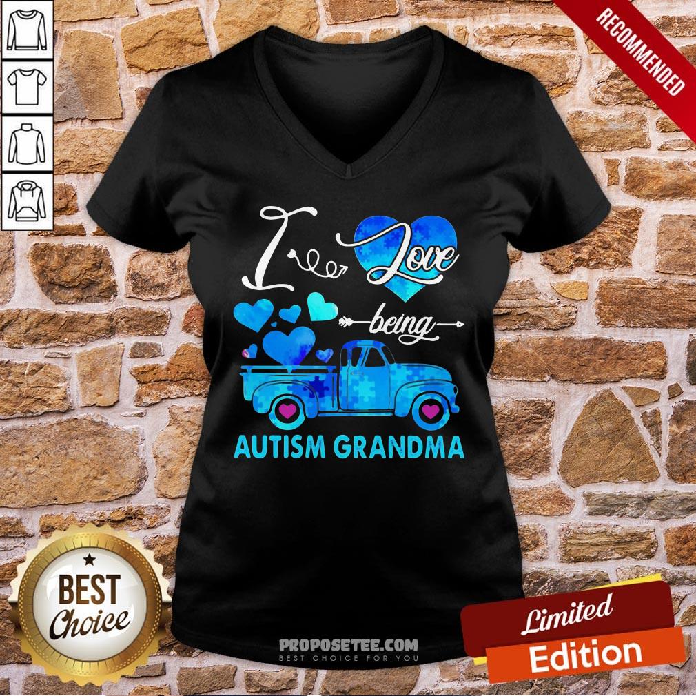 Pretty Autism Awareness I Love Being Autism Grandma Shirt - Image 2