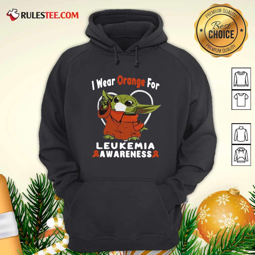Pretty Baby Yoda Face Mask Wear Orange For Leukemia Awareness Shirt - Image 2