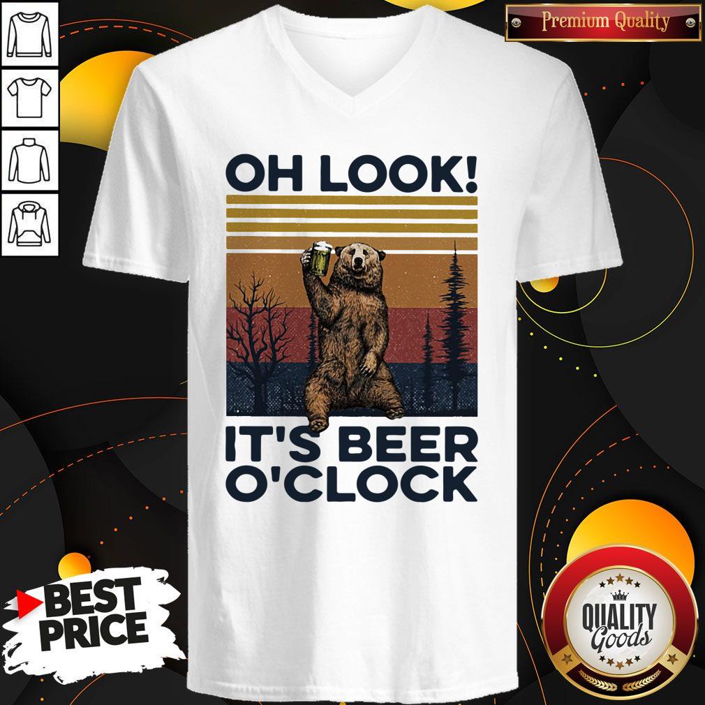 Pretty Bear Oh Look Its Beer Oclock Vintage Retro Shirt - Image 4