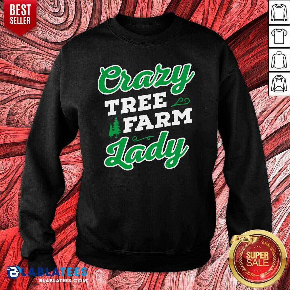 Cute Crazy Tree Farm Lady Christmas Tree Merry Xmas Shirt - Image 3