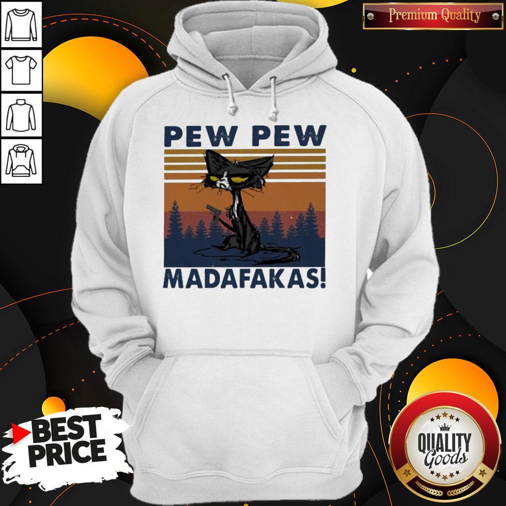 Pretty Black Cat Crazy Pew Pew Madafakas Vintage Shirt - Image 4