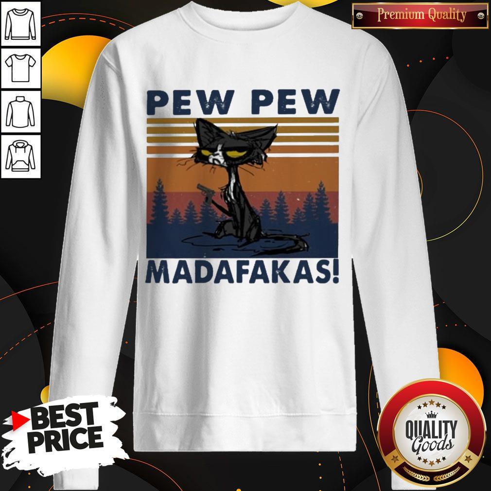Pretty Black Cat Crazy Pew Pew Madafakas Vintage Shirt - Image 3