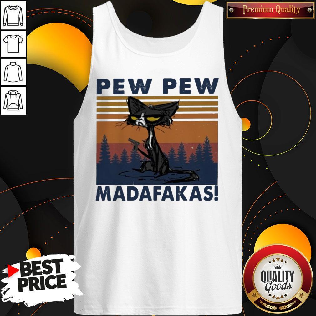 Pretty Black Cat Crazy Pew Pew Madafakas Vintage Shirt - Image 2