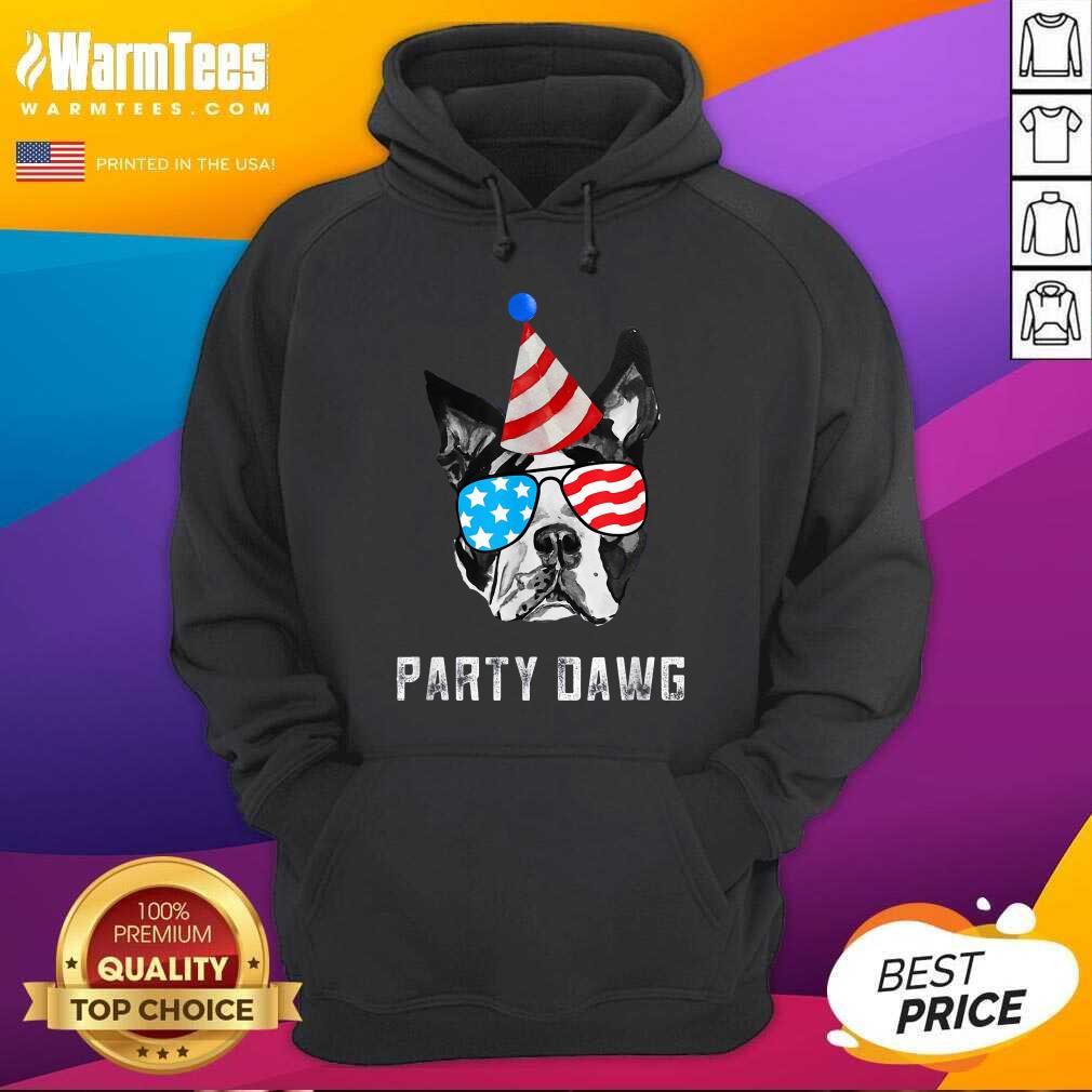 Pretty Boston Terrier Party Dawg Patriotic Dog And Sunglasses Gift Shirt - Image 3