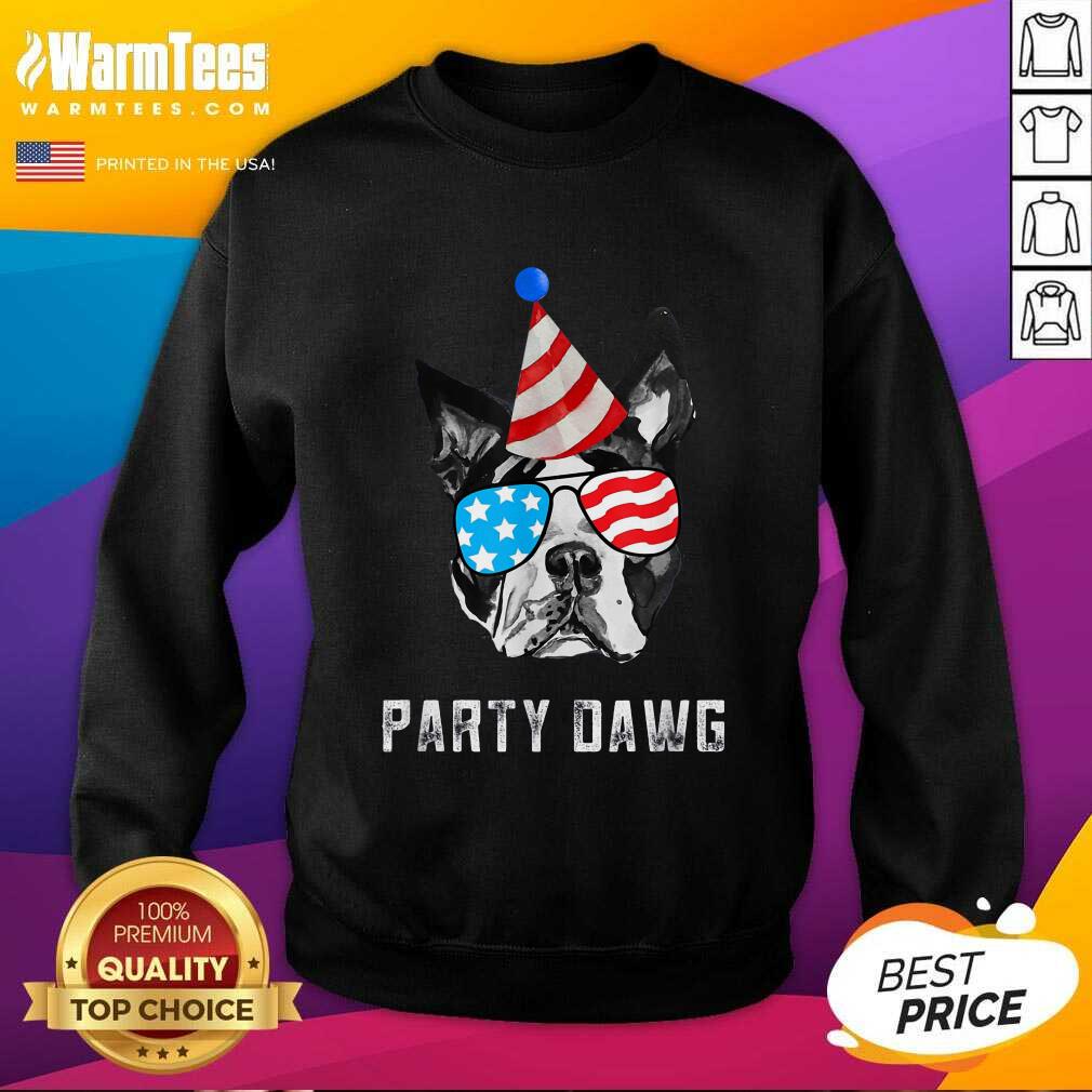 Pretty Boston Terrier Party Dawg Patriotic Dog And Sunglasses Gift Shirt - Image 4