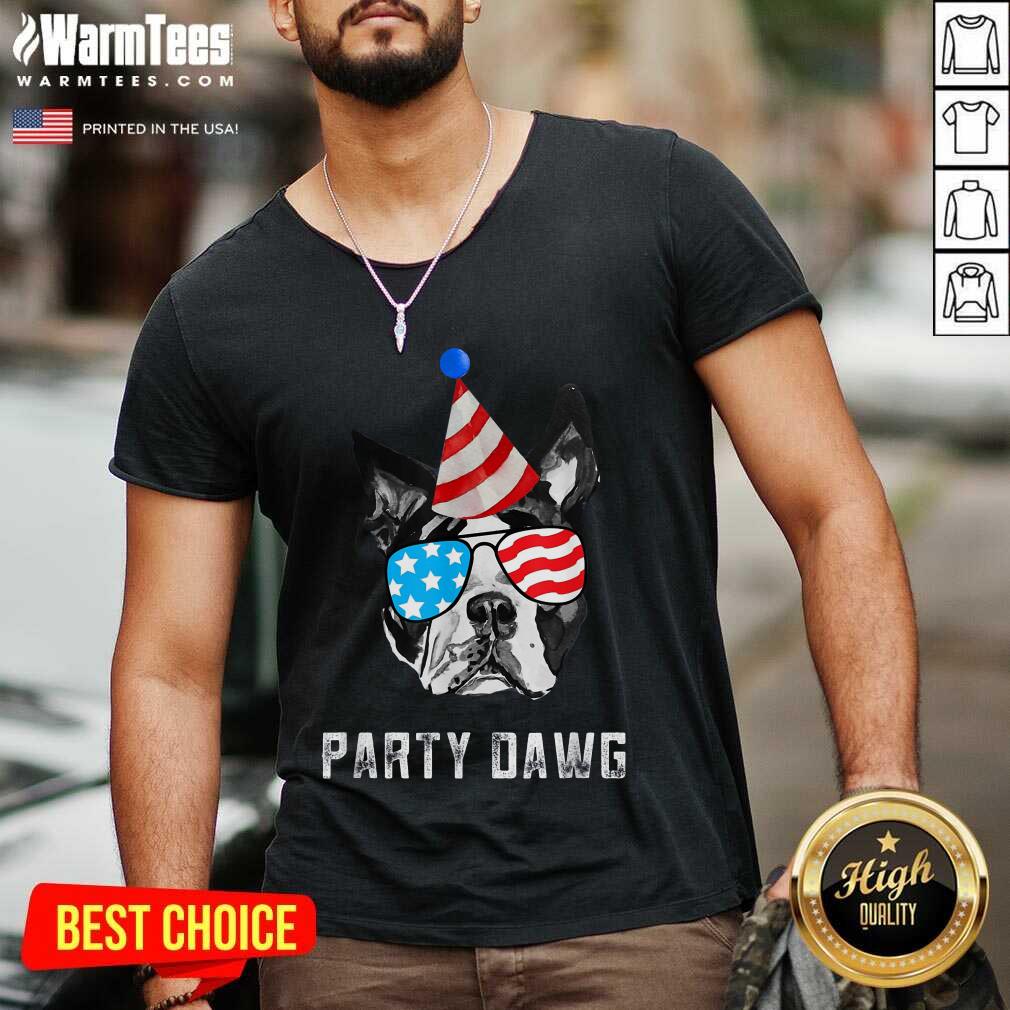 Pretty Boston Terrier Party Dawg Patriotic Dog And Sunglasses Gift Shirt - Image 5
