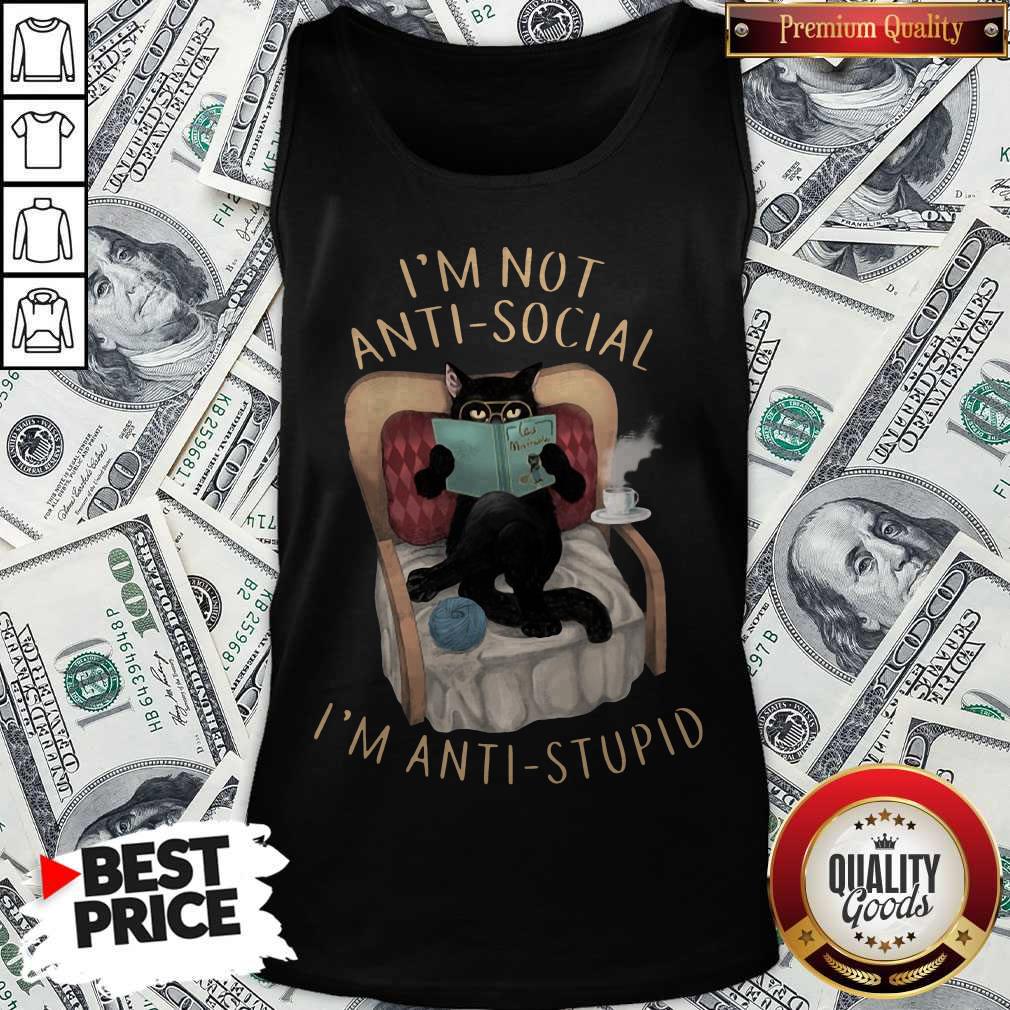 Pretty Cat I’m Not Anti-social I’m Anti-stupid Shirt - Image 3