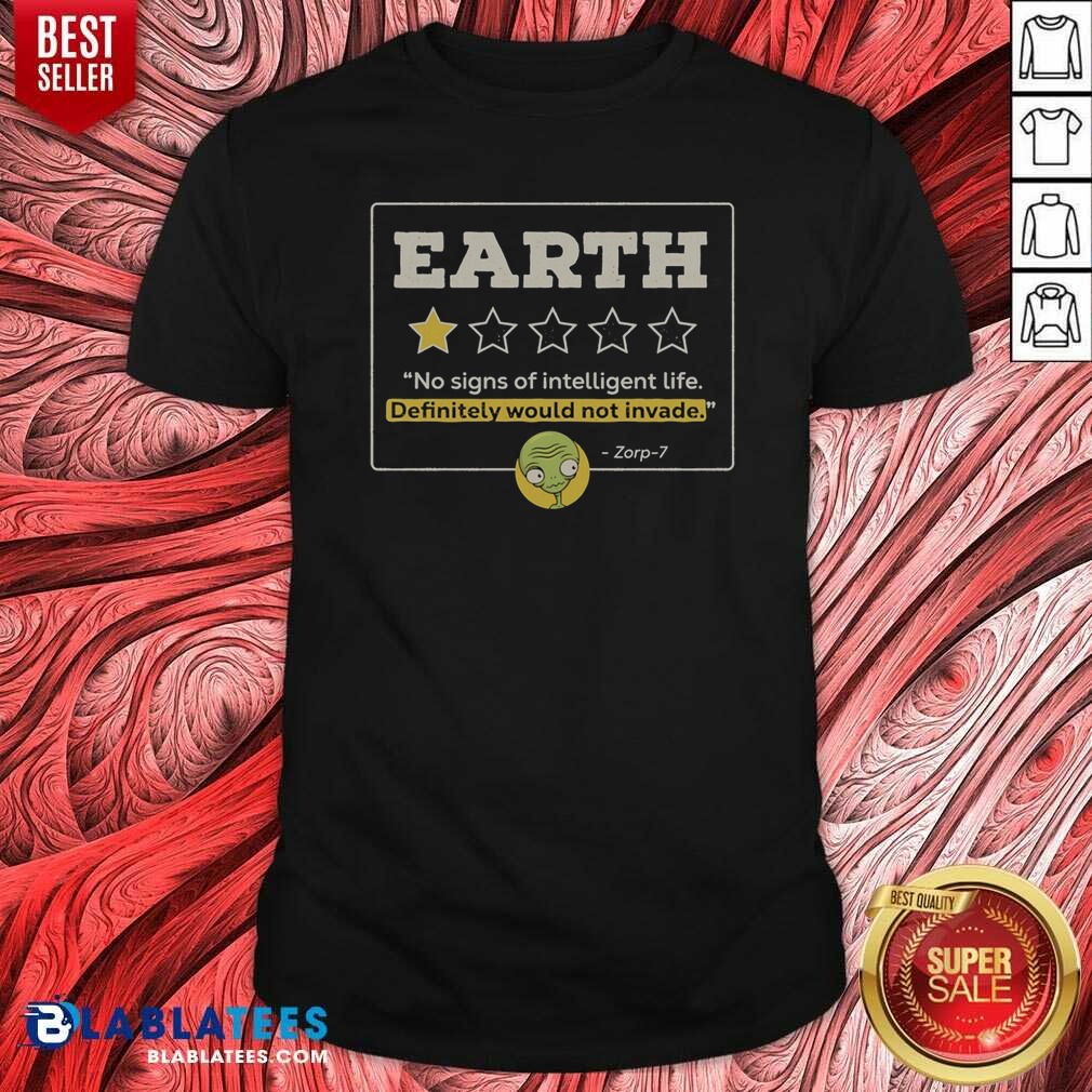 Pretty Earth One Star Review Zorp 7 Alien Shirt
