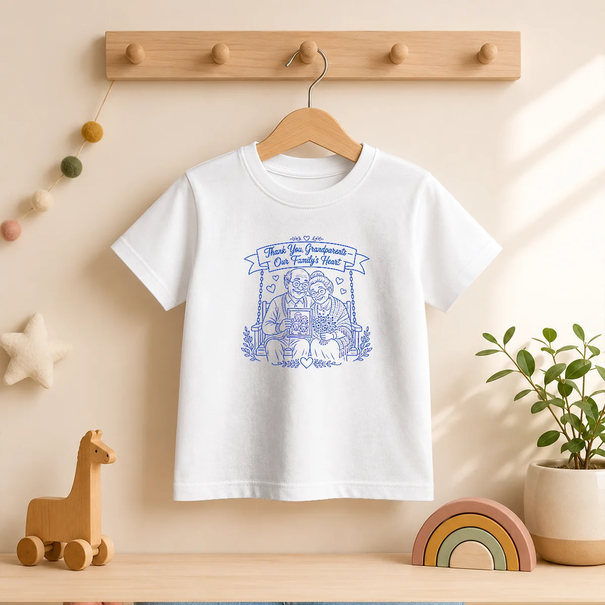 Pretty Grandparents Day Gratitude Line Art Family Shirt - Image 9