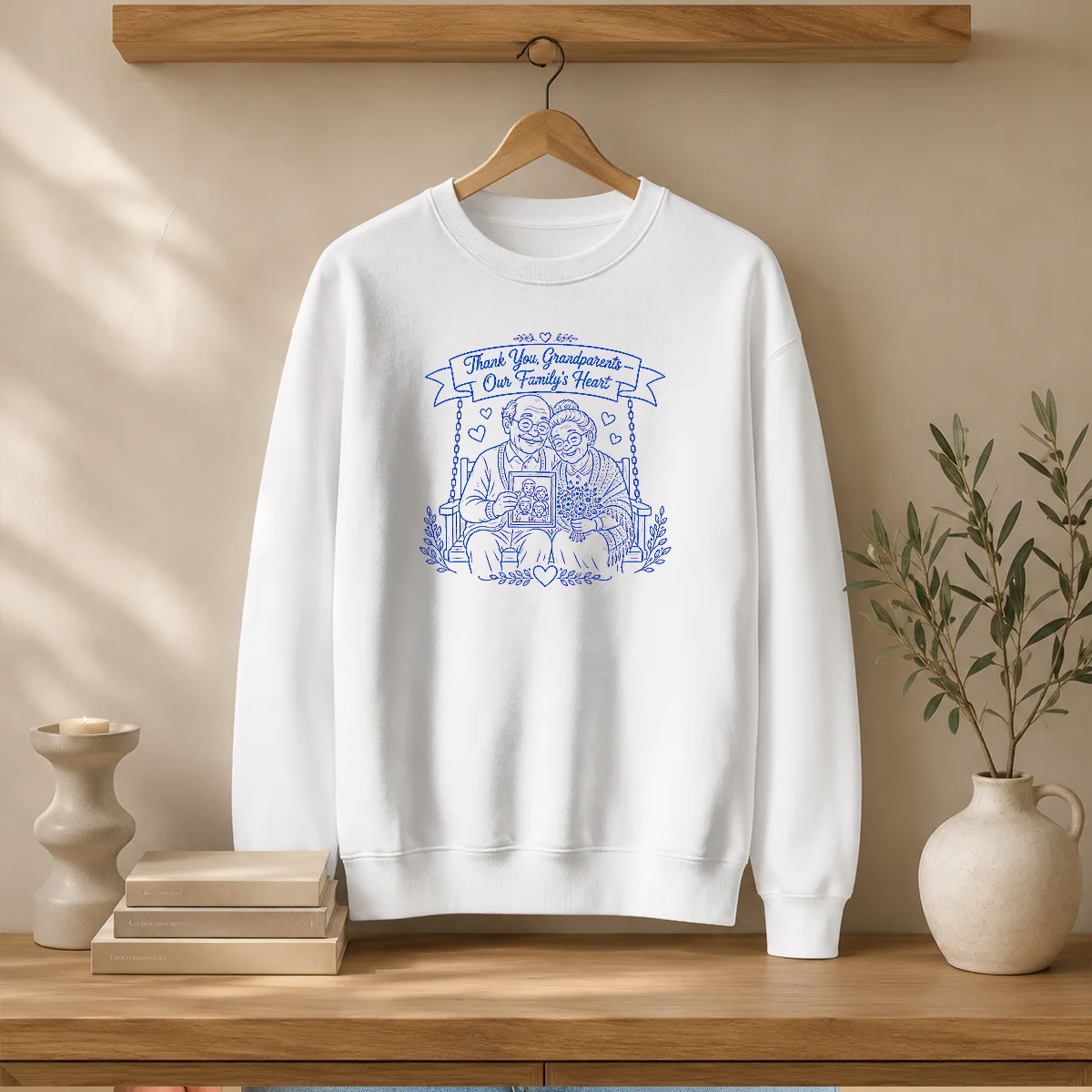 Pretty Grandparents Day Gratitude Line Art Family Shirt - Image 5