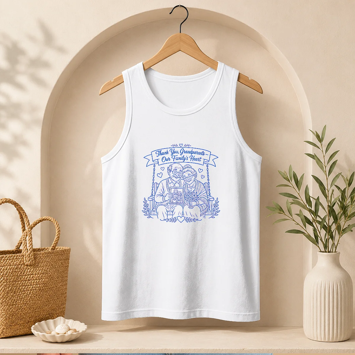 Pretty Grandparents Day Gratitude Line Art Family Shirt - Image 6