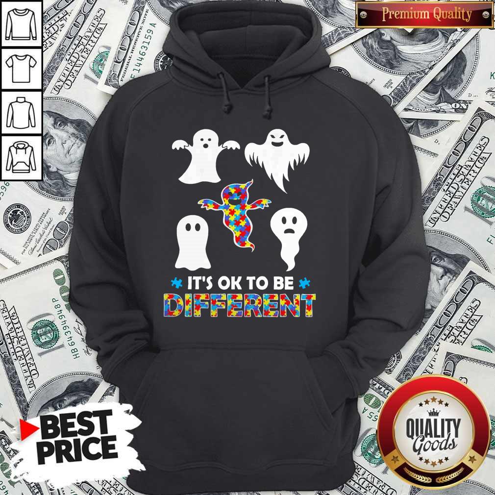 Pretty Halloween Autism Awareness Boo Ghosh It’s Ok To Be Different Shirt - Image 5