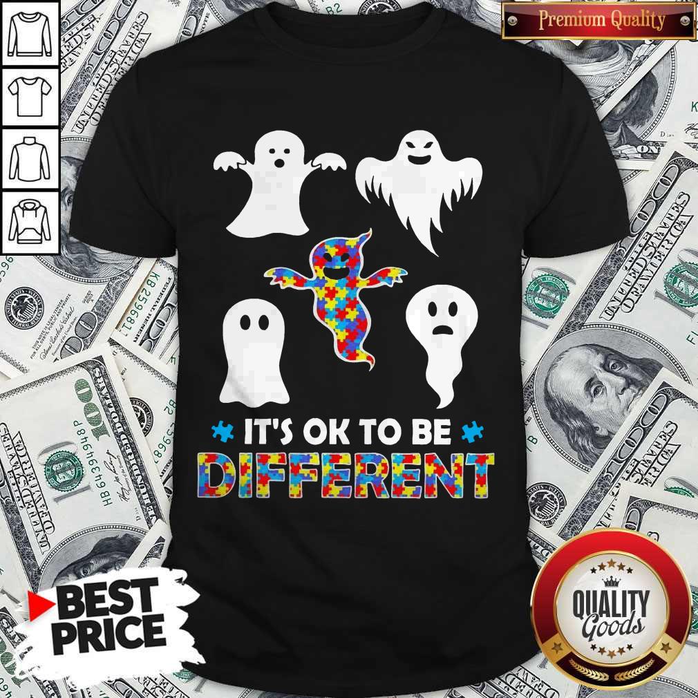 Pretty Halloween Autism Awareness Boo Ghosh It’s Ok To Be Different Shirt