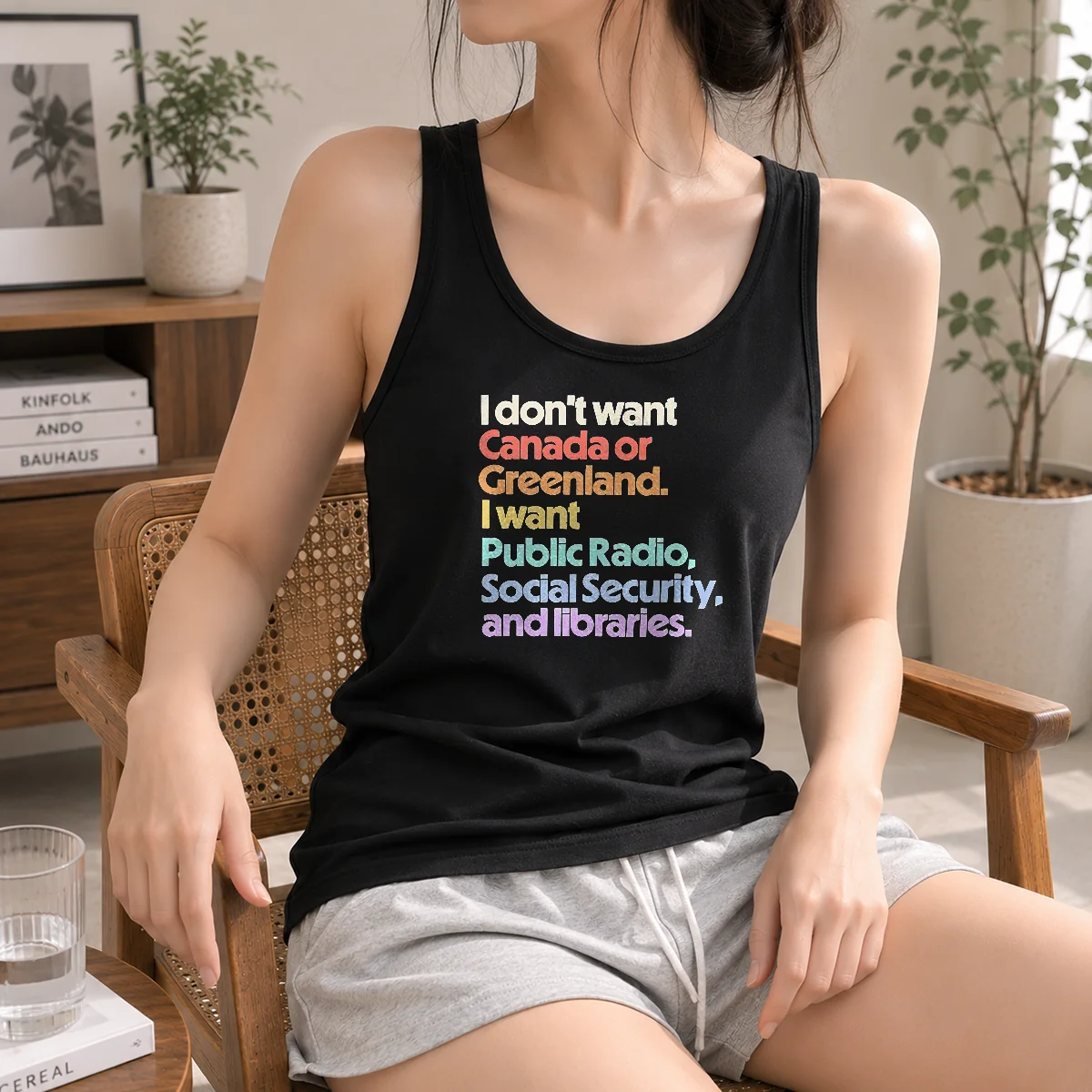 Pretty I Don't Want Canada Or Greenland I Want Public Radio Social Security And Libraries Shirt - Image 3