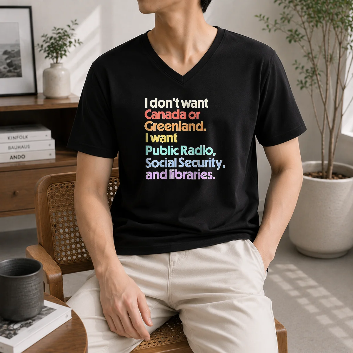 Pretty I Don't Want Canada Or Greenland I Want Public Radio Social Security And Libraries Shirt - Image 2