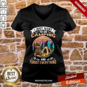 Alternative view of Pretty I Just Want To Go Camping And Forget Everything Bear Drink Beer Vintage Shirt