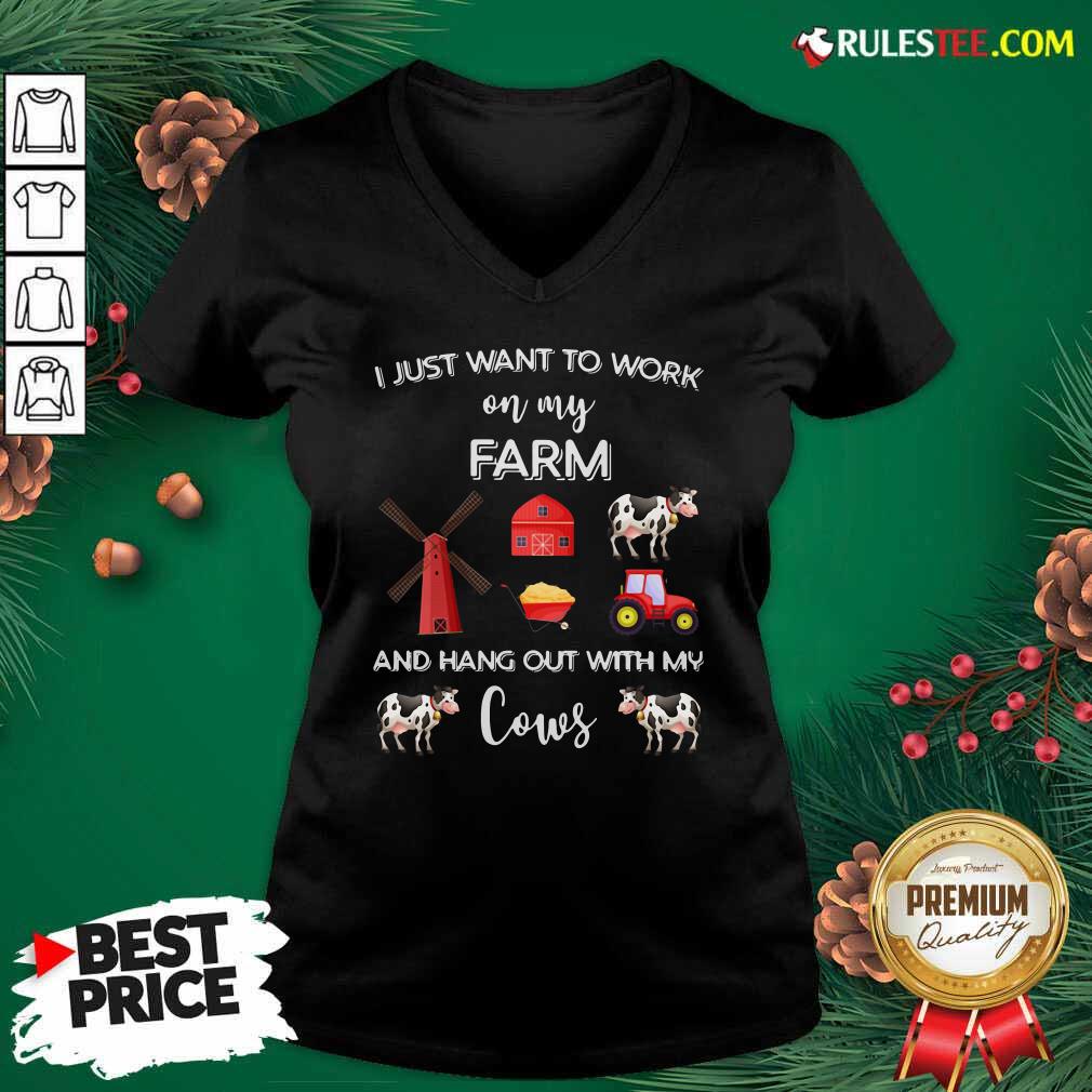Pretty I Just Want To Work On My Farm And Hang Out With My Cows Shirt - Image 3