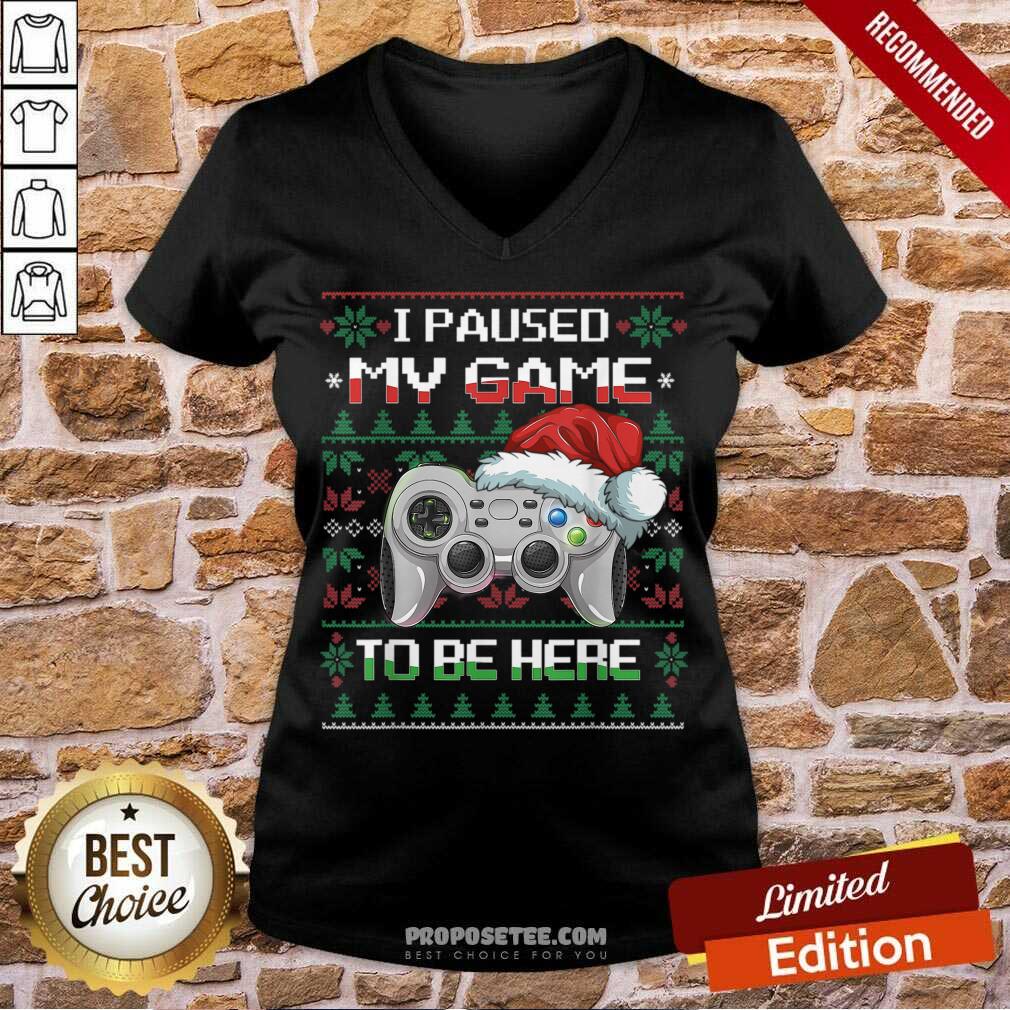 Pretty I Paused My Game To Be Here Christmas Ugly Sweater Gamer Shirt - Image 3