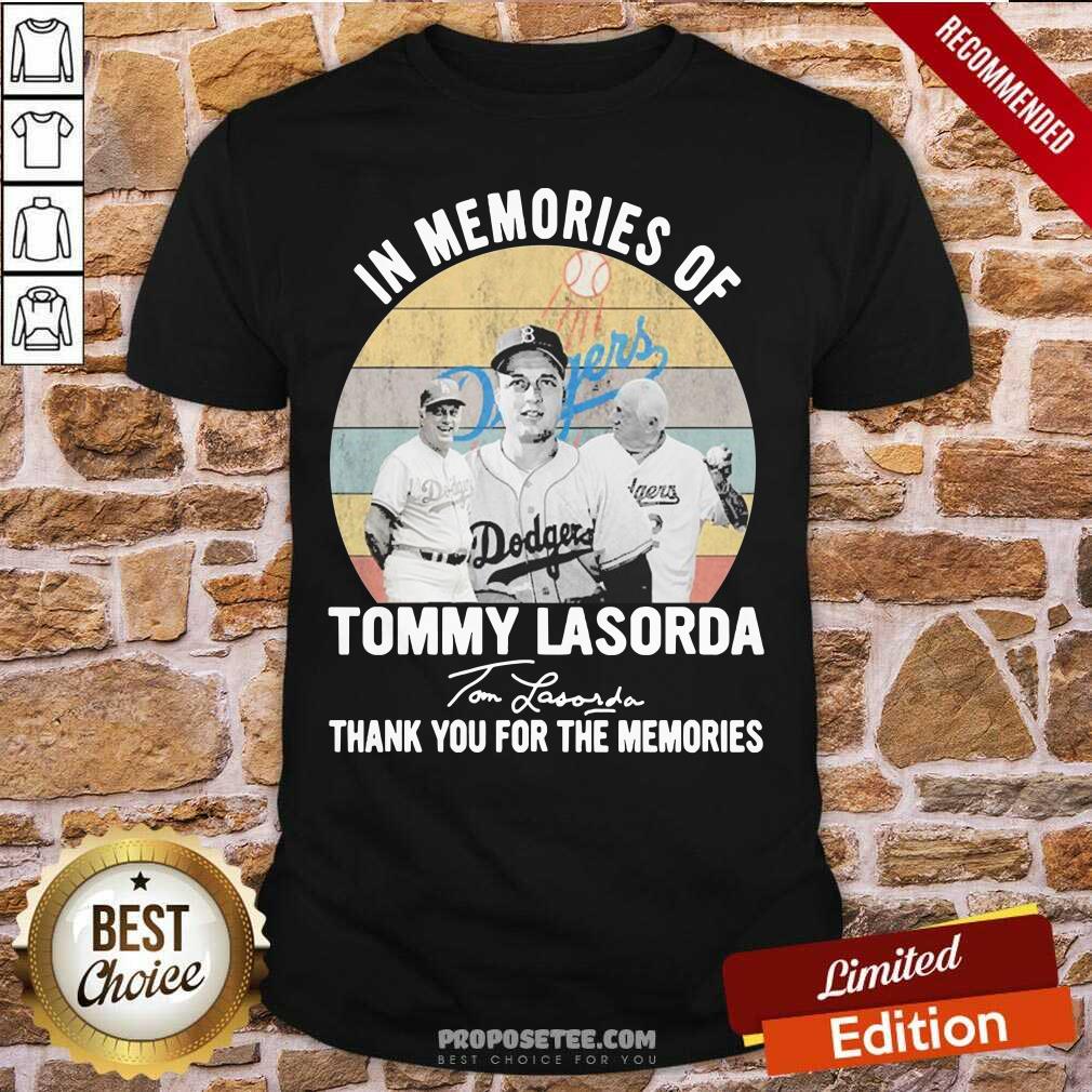 Pretty In Memories Of Tommy Lasorda Thank You For The Memories Signatures Vintage Shirt