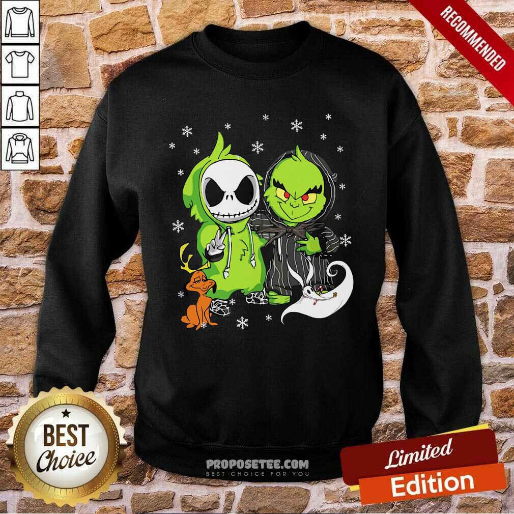 Pretty Jack Skellington And The Grinch Halloween Shirt - Image 5