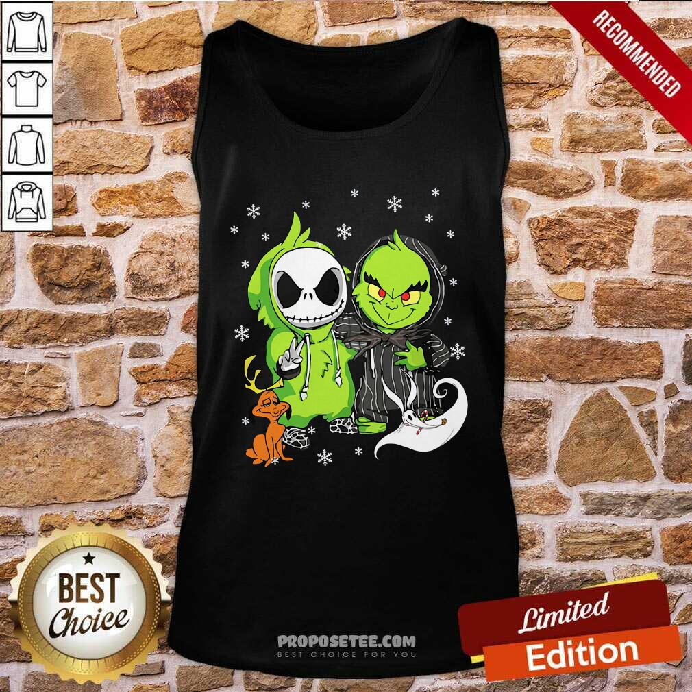 Pretty Jack Skellington And The Grinch Halloween Shirt - Image 4