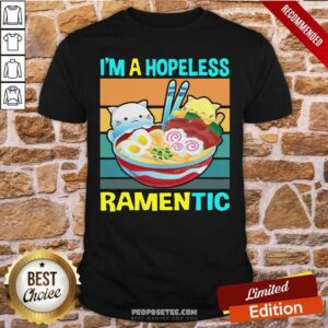 Pretty Kawaii Ramen Cat Noodles I’m A Hopeless Ramentic Vintage Shirt