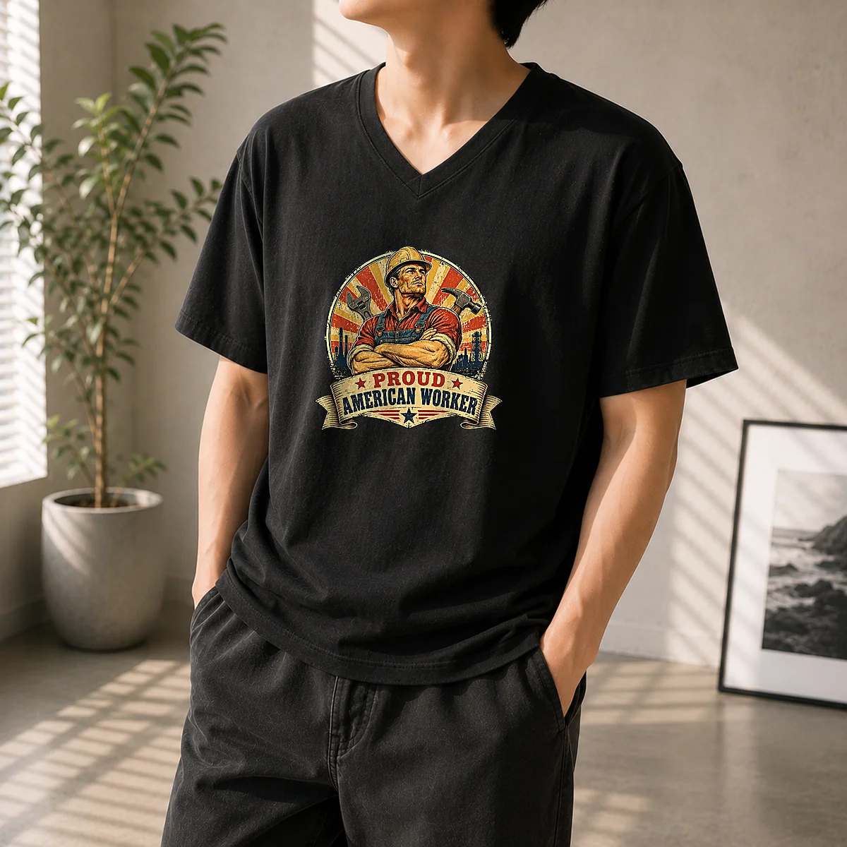Pretty Labour Day Proud American Worker Vintage Shirt - Image 7