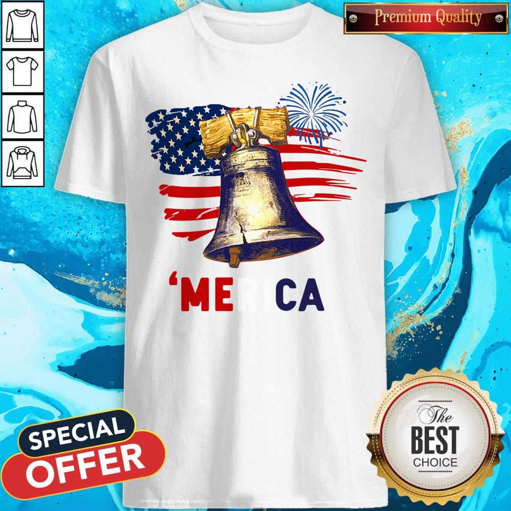 Pretty Liberty Bell America 4th Of July American Flag Shirt