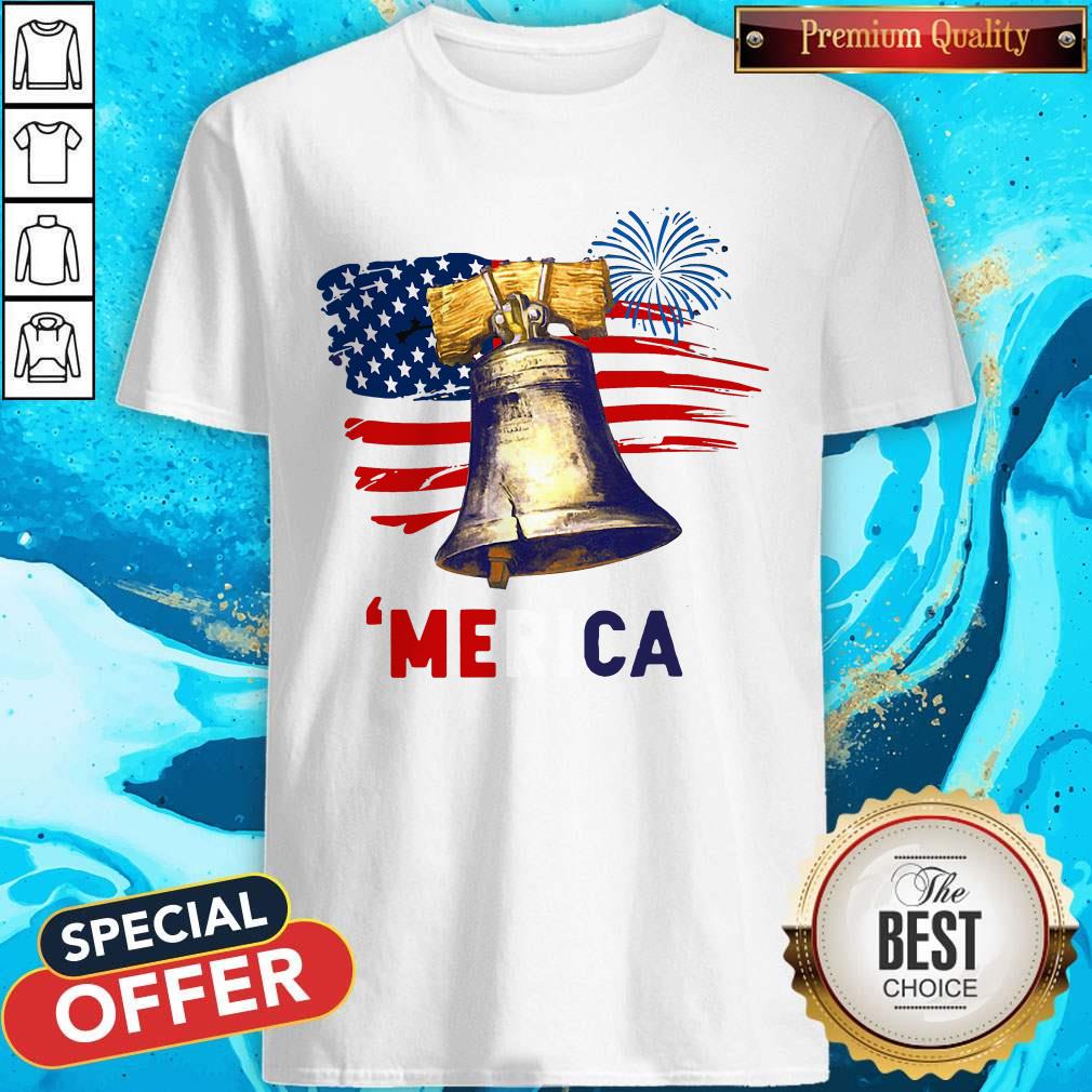 Pretty Liberty Bell merica 4th Of July American Flag Shirt