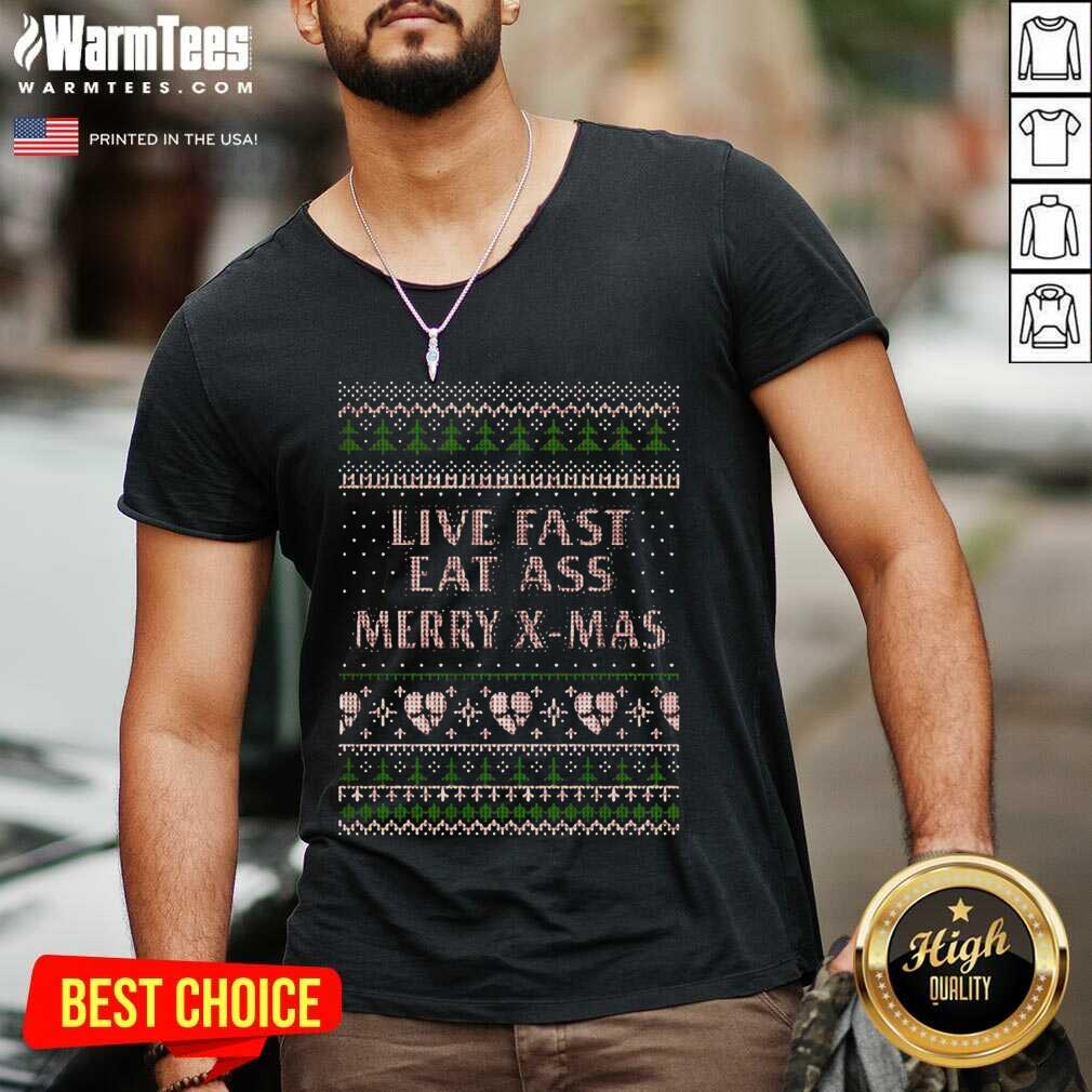 Pretty Live Fast Eat Ass Merry X mas Ugly Christmas Shirt - Image 5