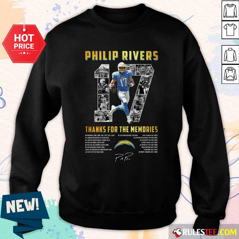 Pretty Los Angeles Chargers 17 Philip Rivers Thanks For The Memories 2021 Signature Shirt - Image 2