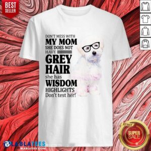 Pretty Maltipoo My Mom Grey Hair Wisdom Highlights American Flag Shirt