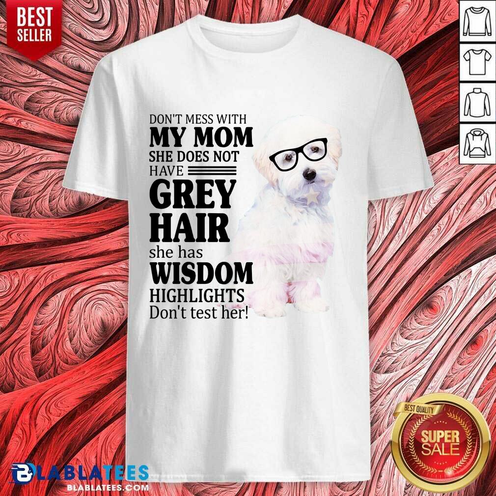 Pretty Maltipoo My Mom Grey Hair Wisdom Highlights American Flag Shirt