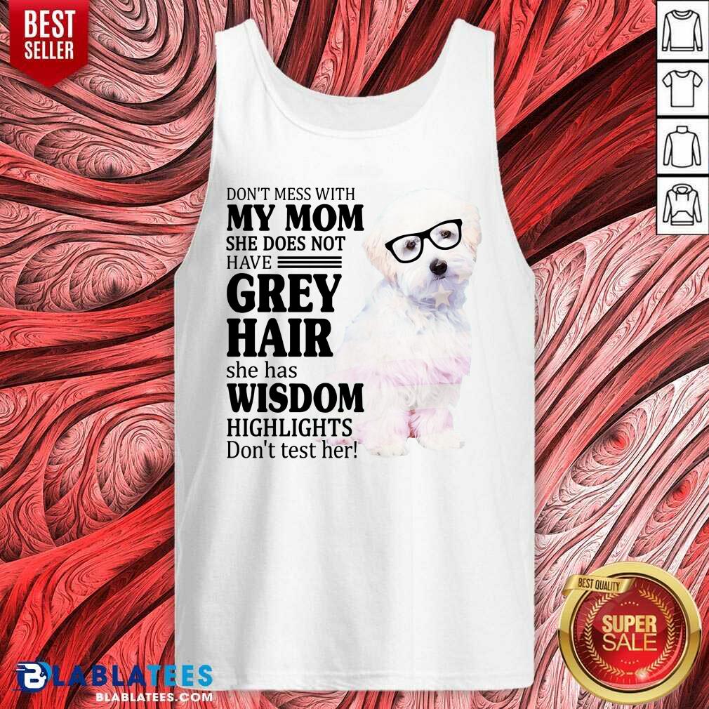 Pretty Maltipoo My Mom Grey Hair Wisdom Highlights American Flag Shirt - Image 3