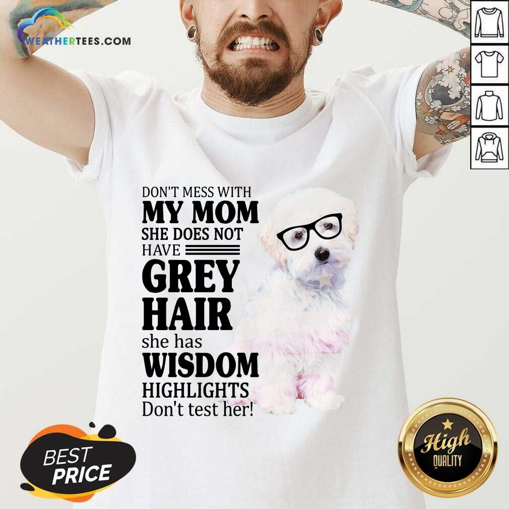 Pretty Maltipoo My Mom Grey Hair Wisdom Highlights American Flag Shirt - Image 3