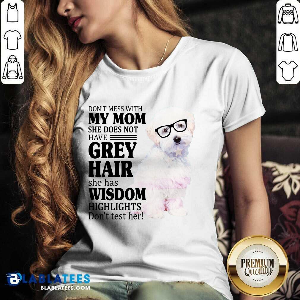 Pretty Maltipoo My Mom Grey Hair Wisdom Highlights American Flag Shirt - Image 2