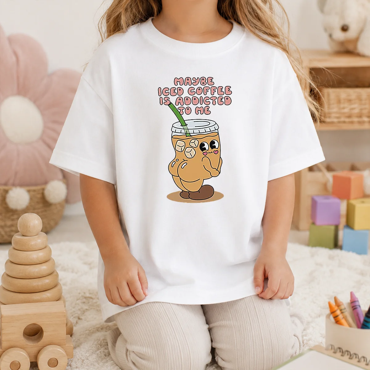 Pretty Maybe Iced Coffee Is Addicted To Me Caffeine Addict Shirt - Image 9