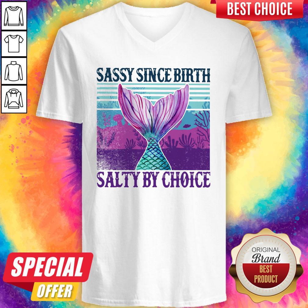 Pretty Mermaid Sassy Since Birth Salty By Choice Vintage Shirt - Image 3