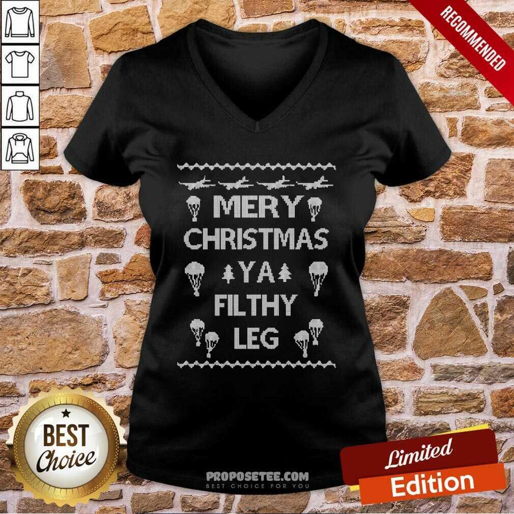 Pretty Merry Christmas Ya Filthy Leg Ugly Christmas Shirt - Image 3