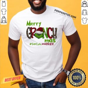 Pretty Merry Grinchmas #Social Worker Christmas Shirt