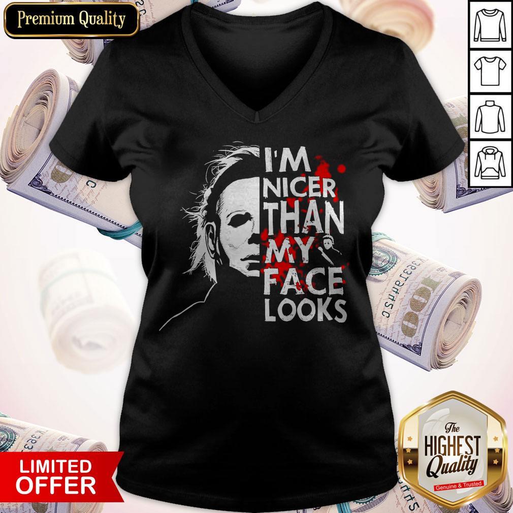Pretty Michael Myers I’m Nicer Than My Face Looks Halloween Shirt - Image 2