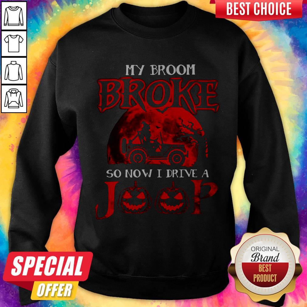 Pretty My Broom Broke So Now I Drive A Jeep Red Shirt - Image 2